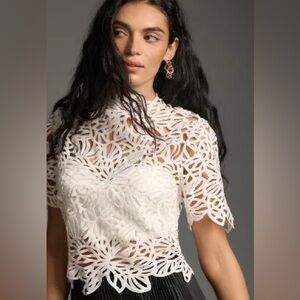 Anthropologie Forever That Girl Short Sleeve Lace Cutwork